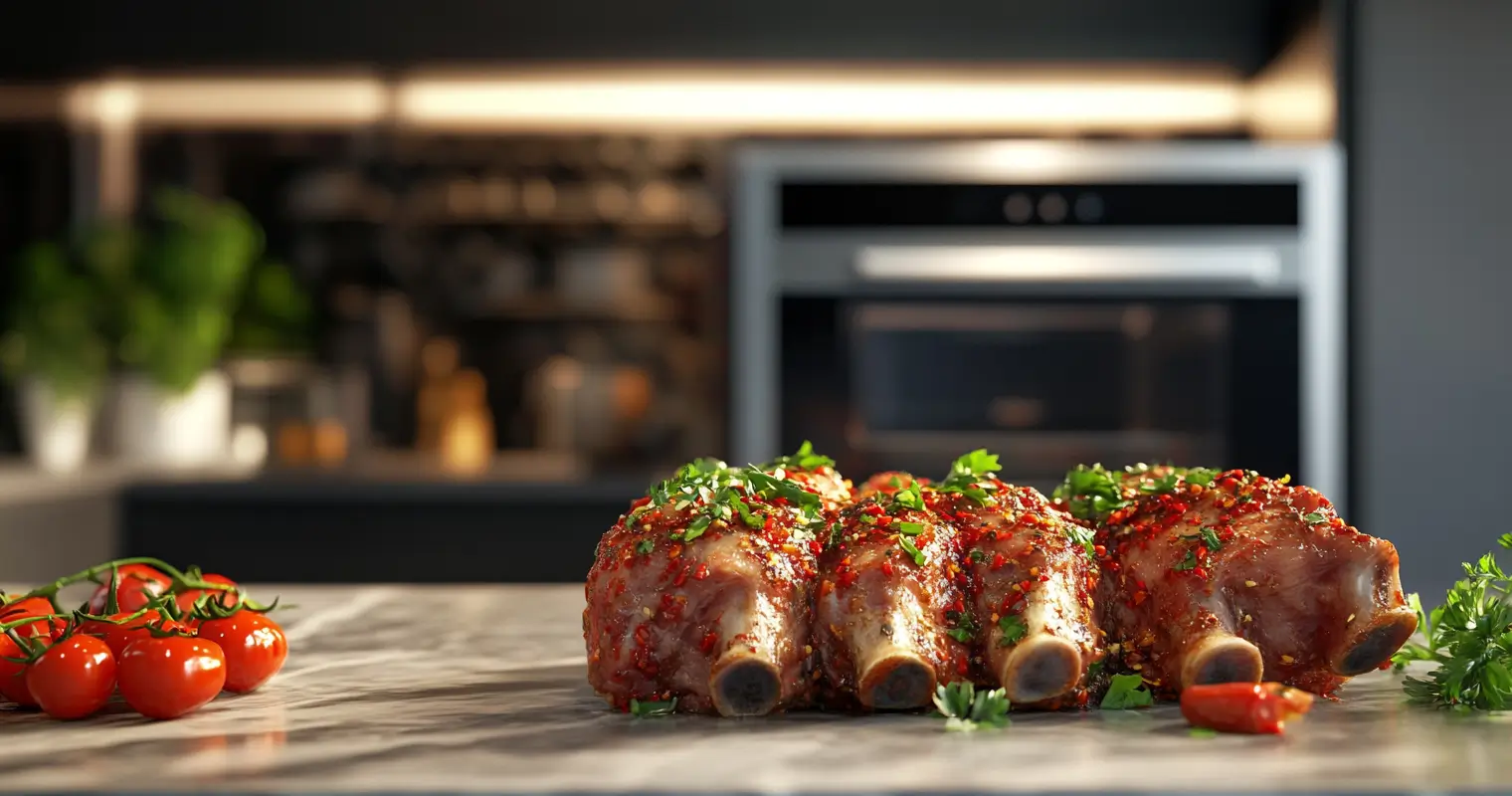 Close-up of marinated Adobada pork with vibrant red spices.