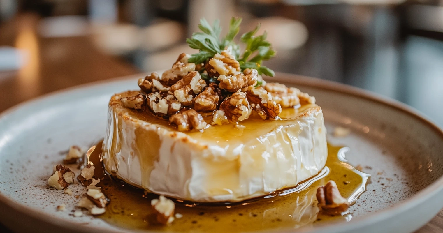 Baked Brie with honey and walnuts