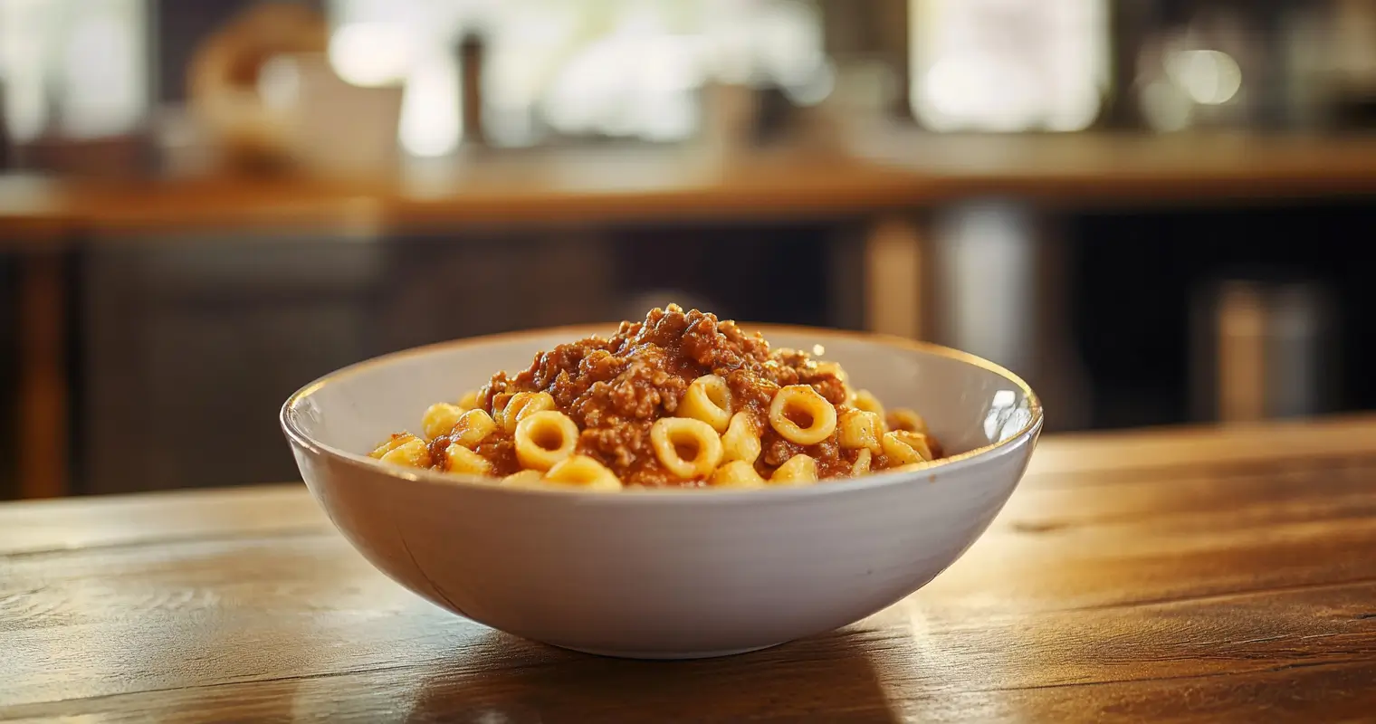 A rustic presentation of Cavatelli pasta with lamb ragù