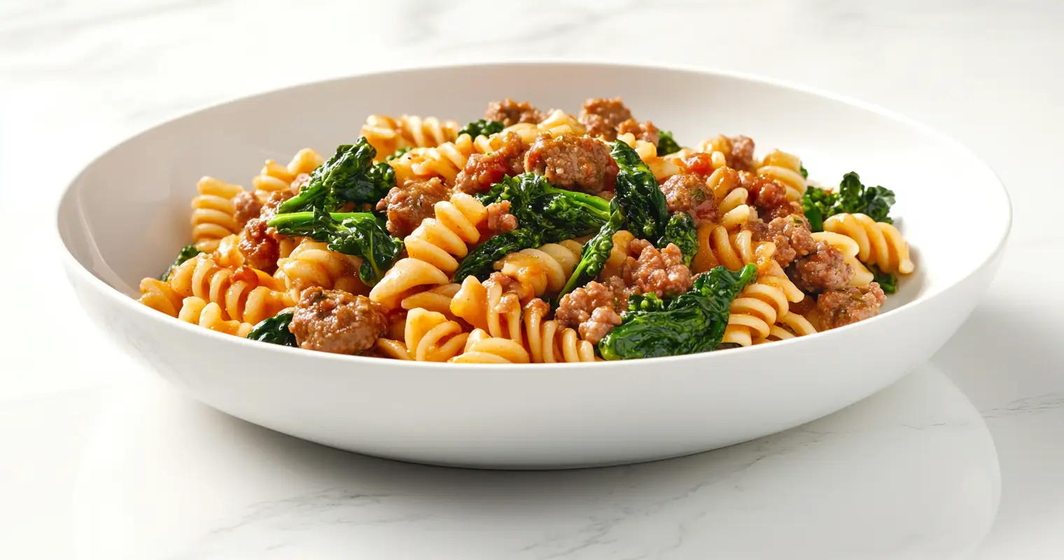 Cavatelli pasta with sausage and broccoli rabe