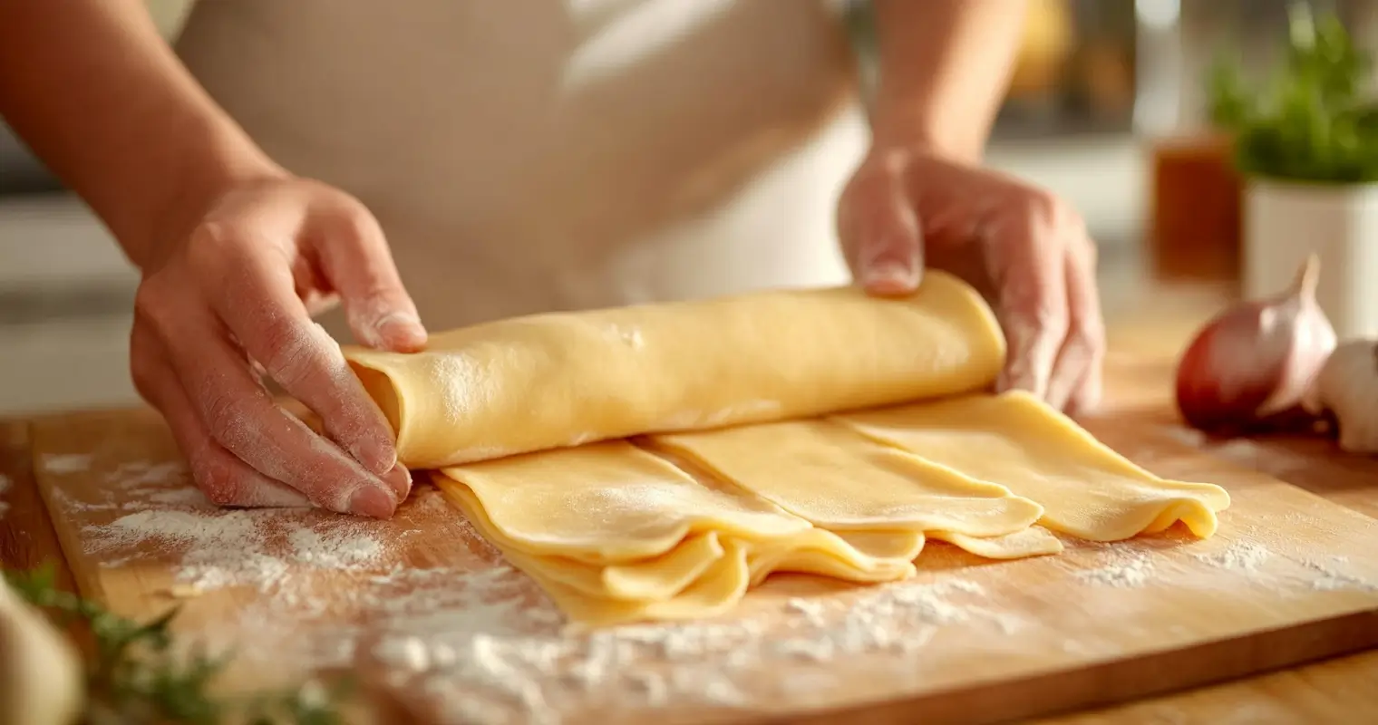 Hand-rolled Cavatelli pasta dough being shaped