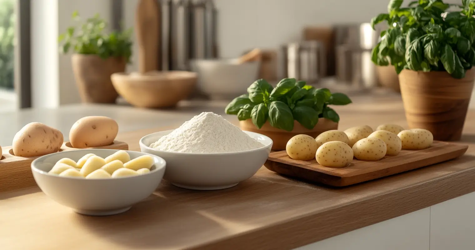 Organized Ingredients for Gnocchi and Cavatelli 