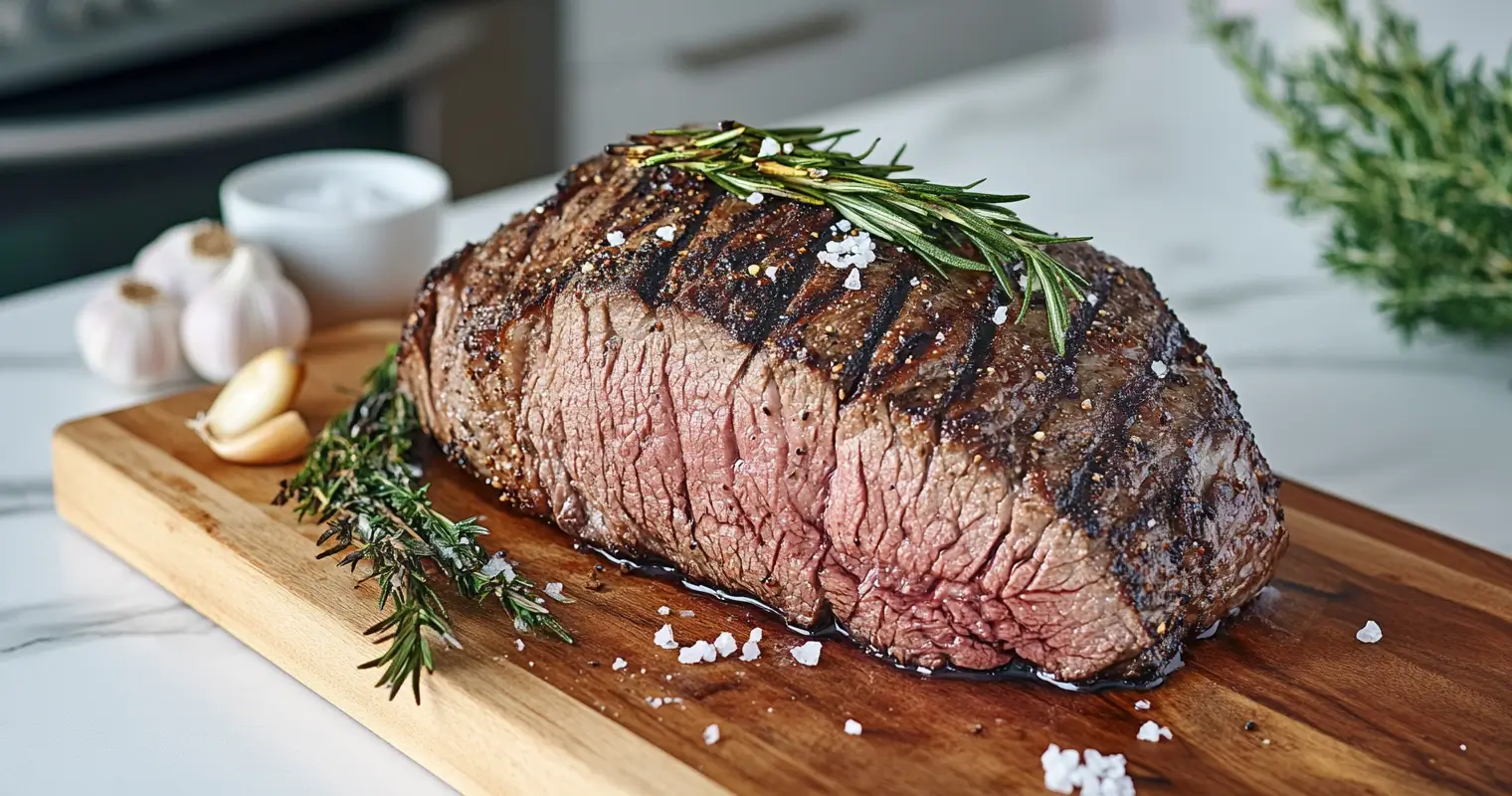 Perfectly Grilled Tri-Tip Steak on a Wooden Board