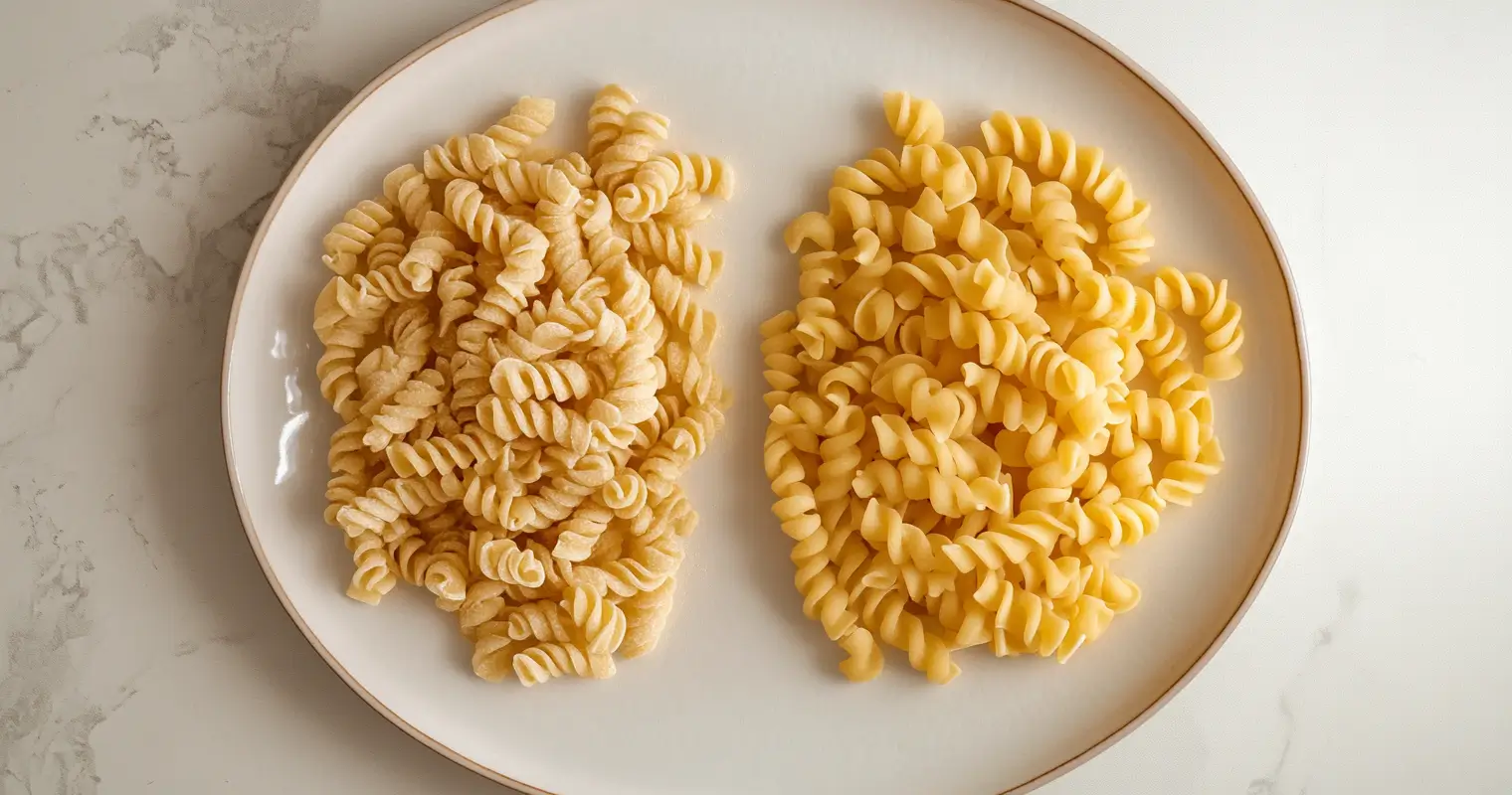 Cavatelli and cavatappi side-by-side for comparison