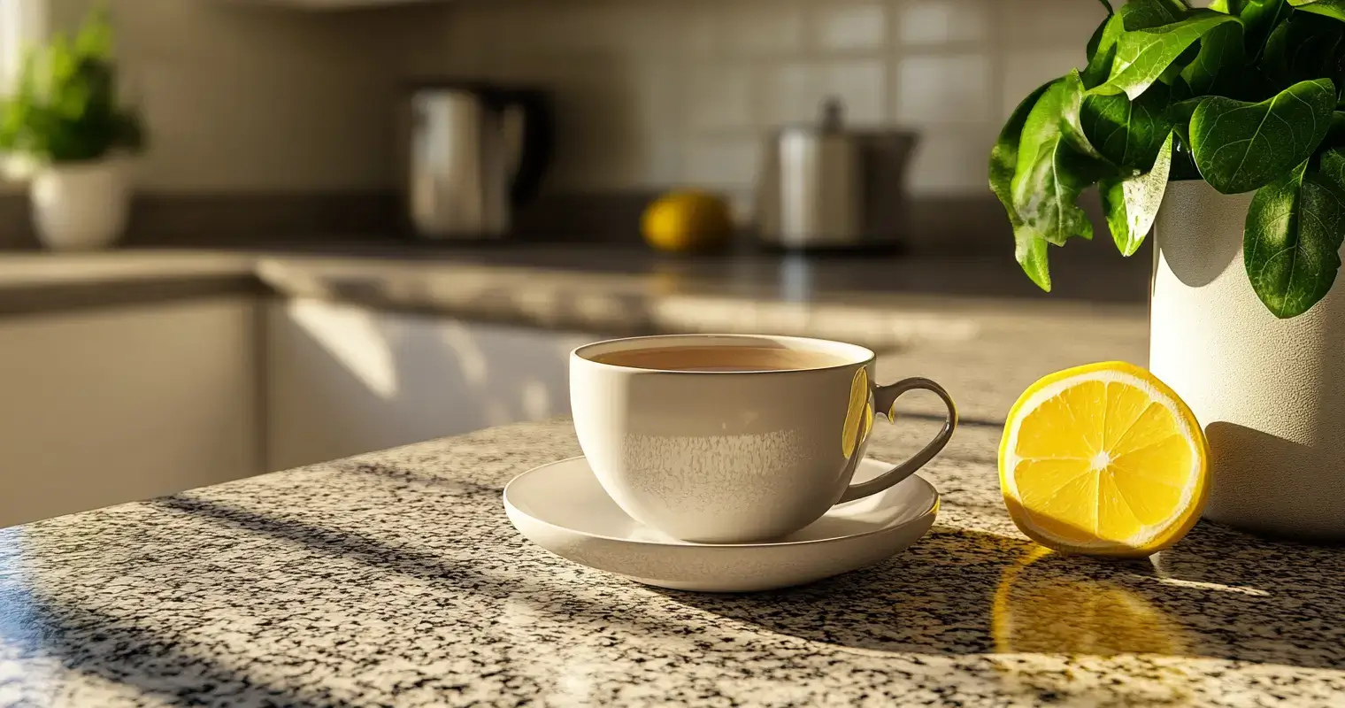 Brewing Sleepytime tea with a modern teapot in a stylish setting.