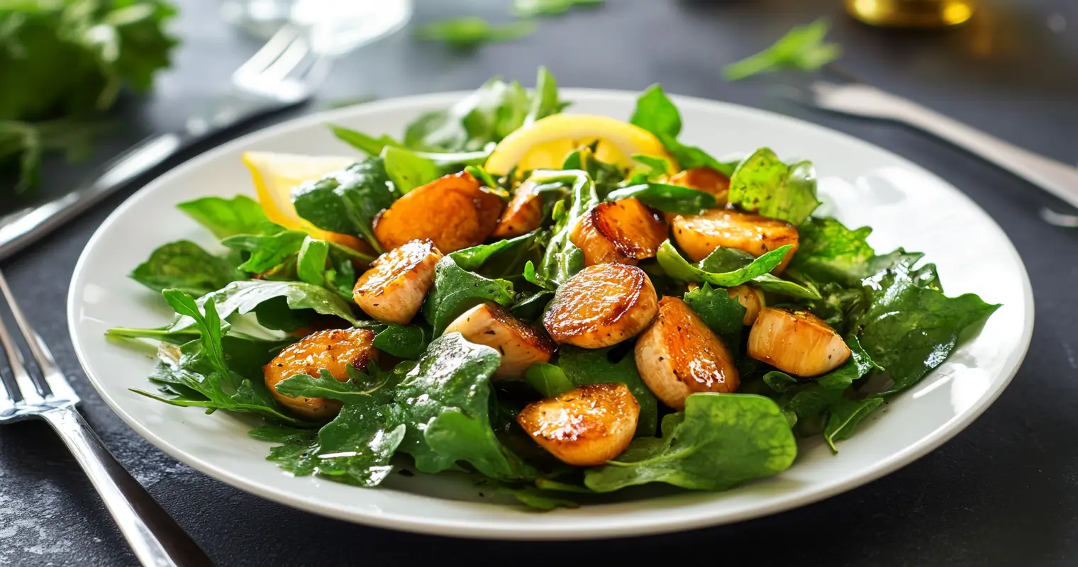 Sunchoke salad with lemon dressing served in a restaurant