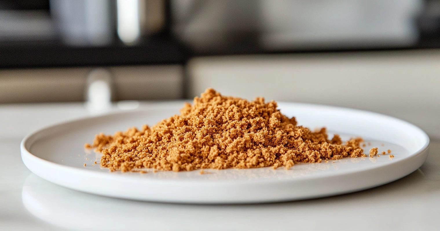 Close-up of cookie crumble crumbs with crispy and tender textures