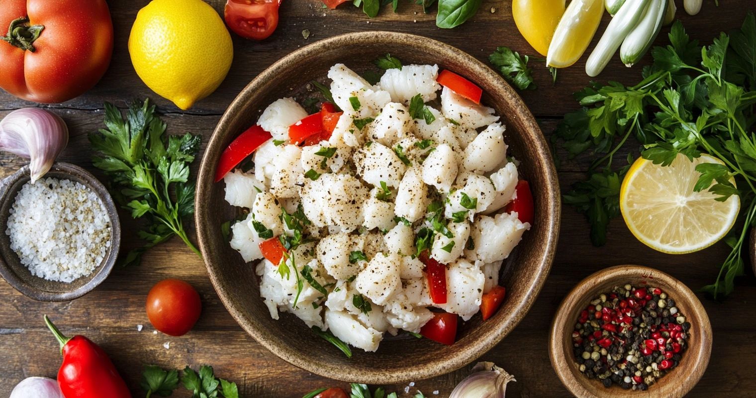 Lump crab meat with vegetables and spices for a healthy recipe
