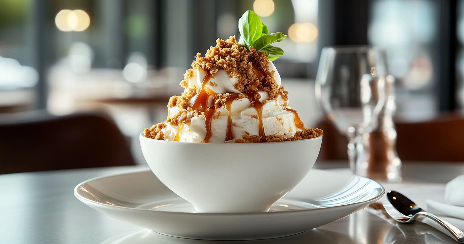 A vanilla sundae topped with cookie crumble