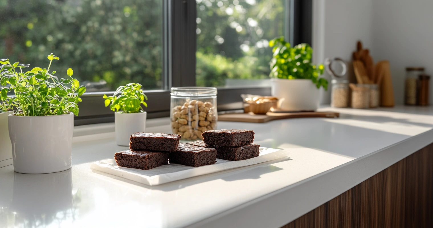 Prime Bites Protein Brownies in biodegradable packaging.