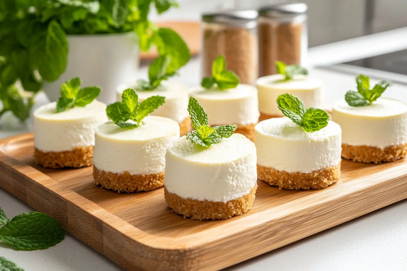 Cheesecake bites made with light cream cheese 