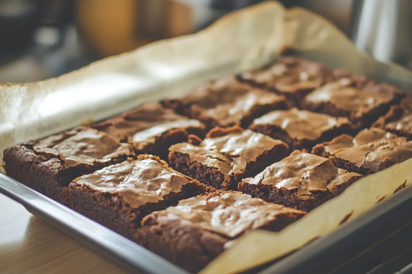 Freshly baked no-Oreo slutty brownies cooling