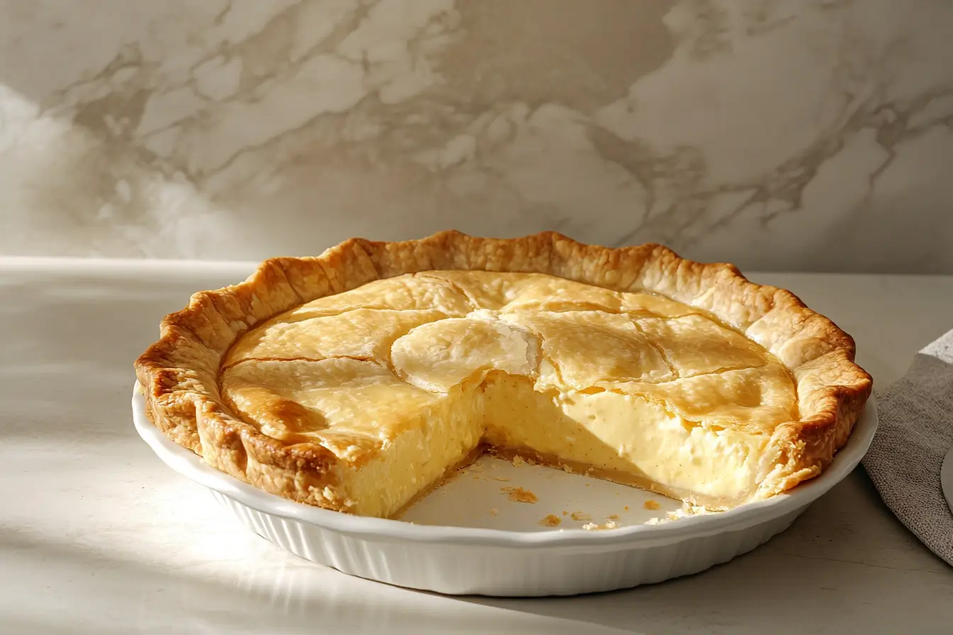 A baked custard pie