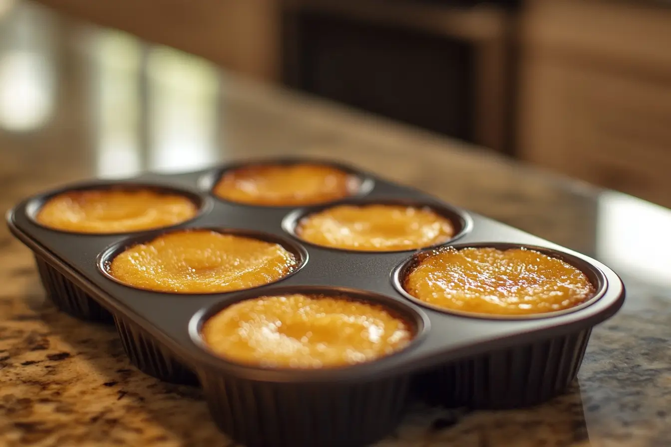 A muffin pan filled 