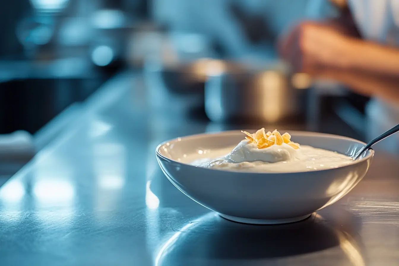 dairy dessert being prepared