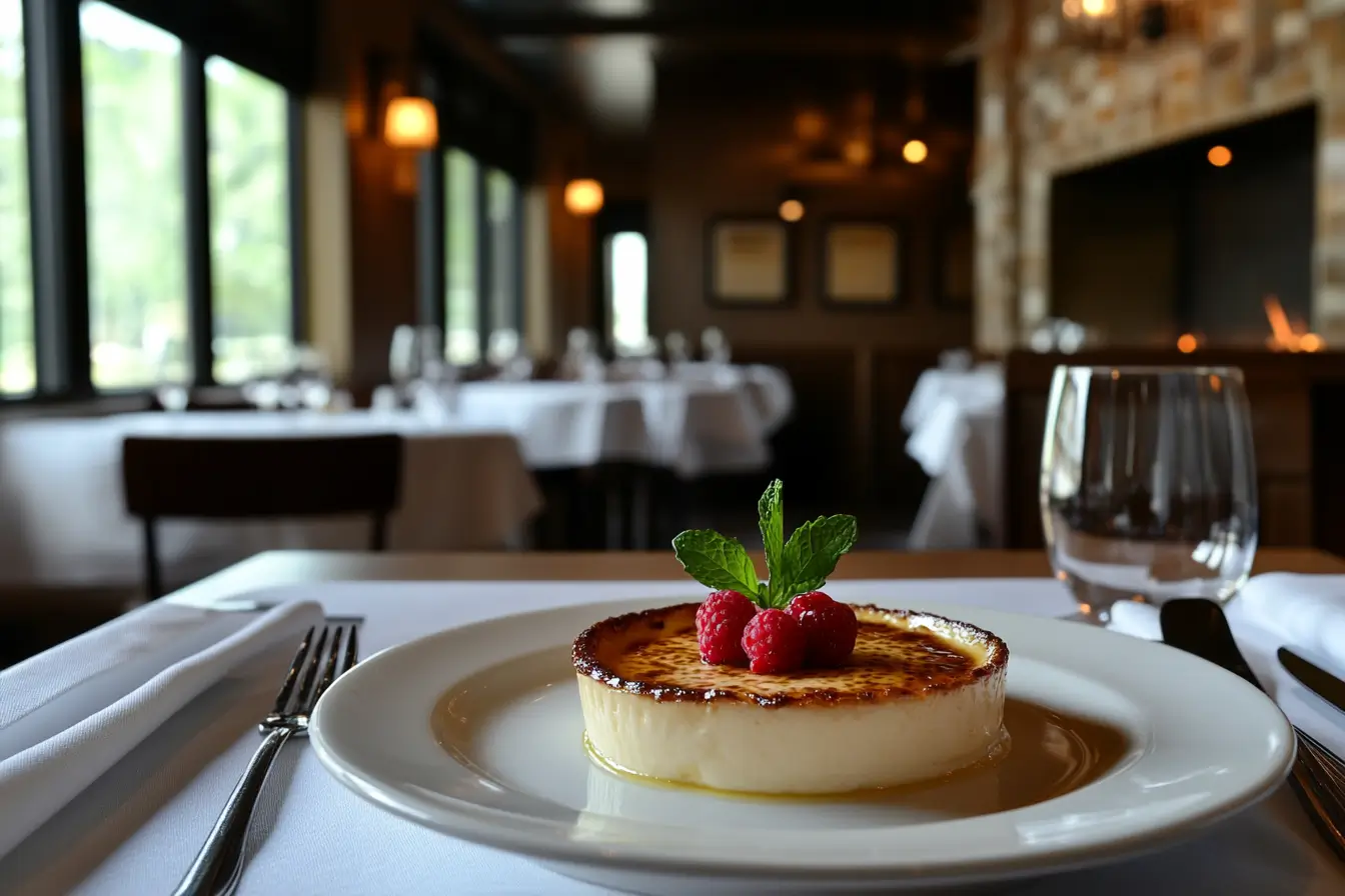 crème brûlée with garnish