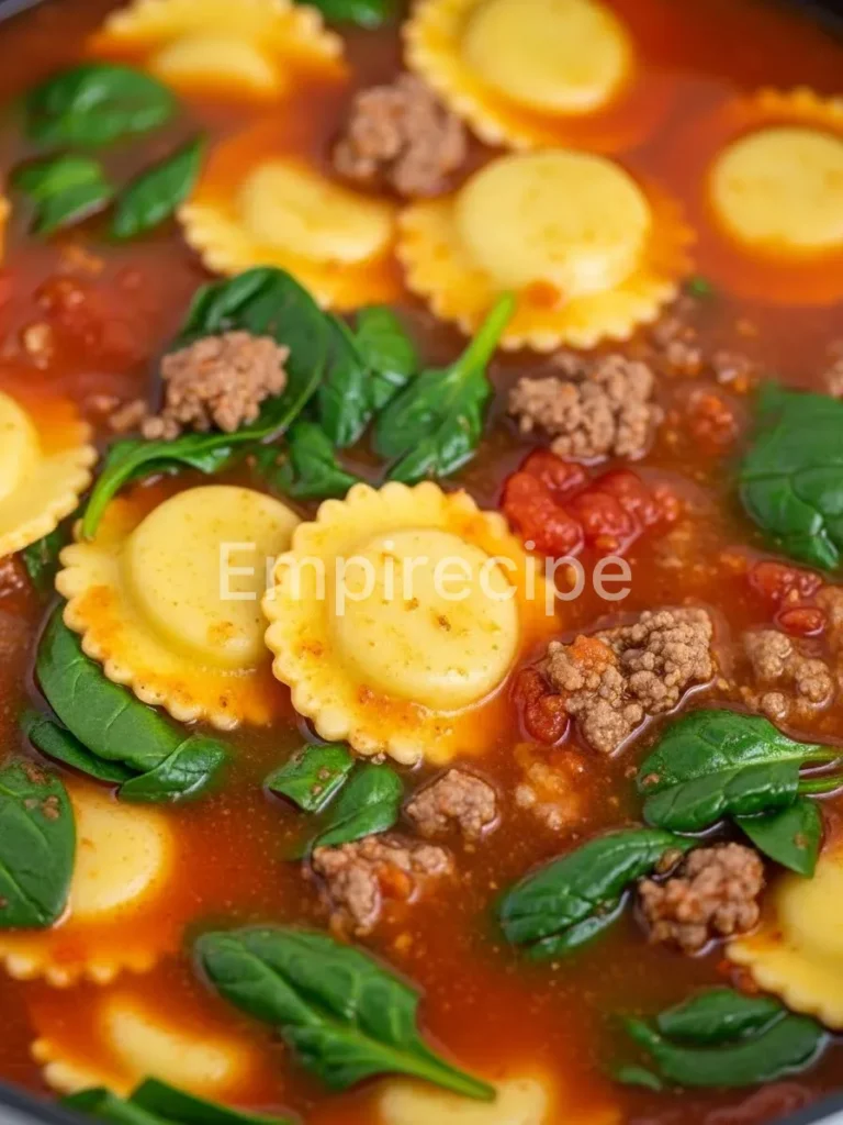 Three-Cheese Ravioli "Lasagna" Soup