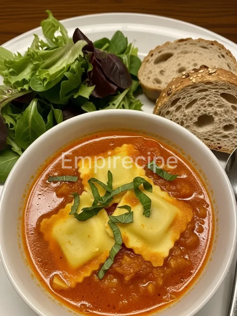 Three-Cheese Ravioli "Lasagna" Soup