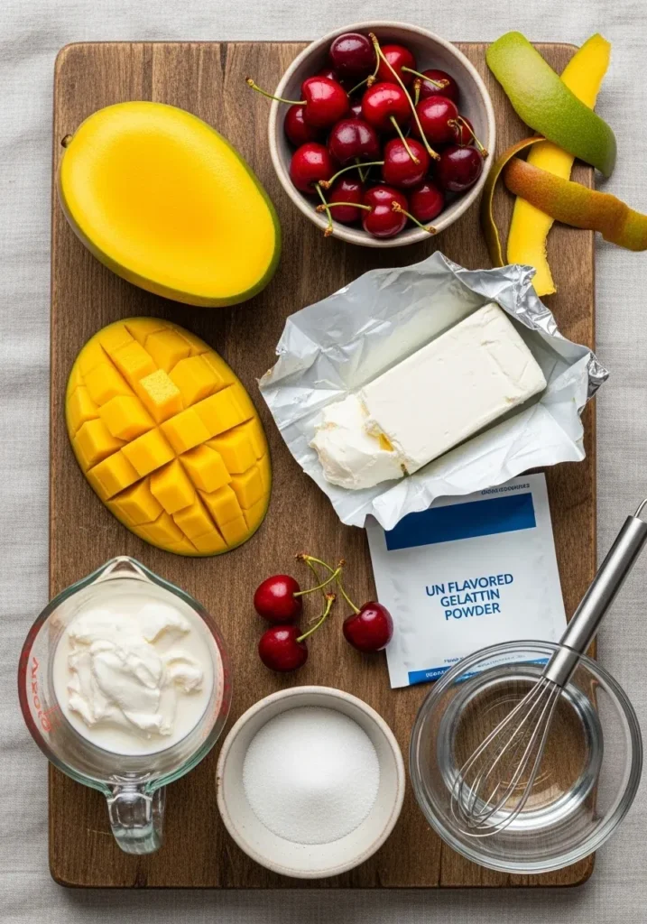 Creamy Mango Cherry Gelatin