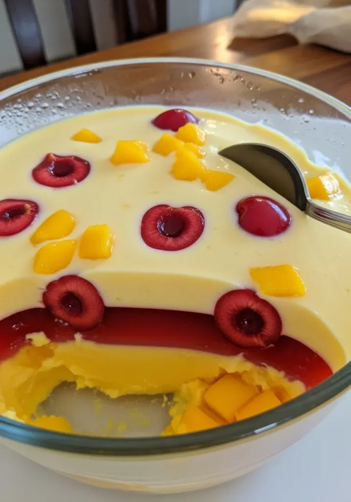 Creamy Mango Cherry Gelatin