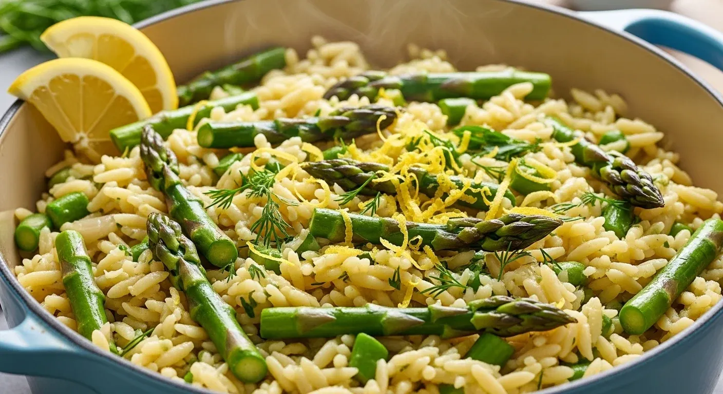 One Pot Orzo with Asparagus