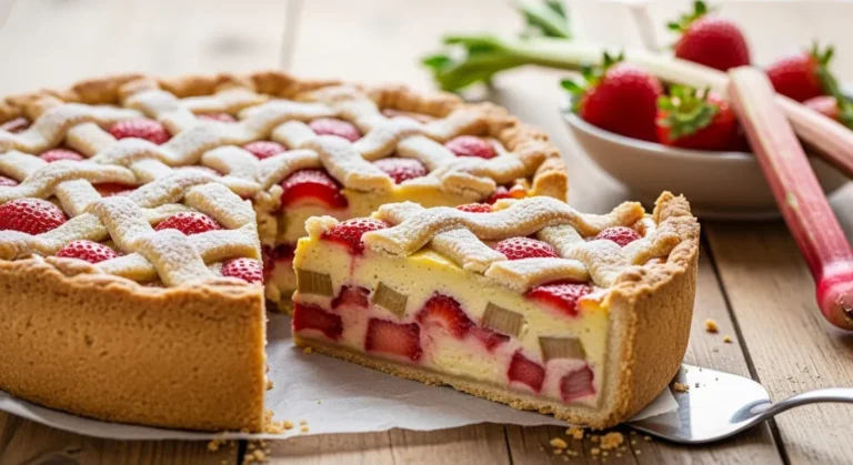 Strawberry Rhubarb Custard Pie