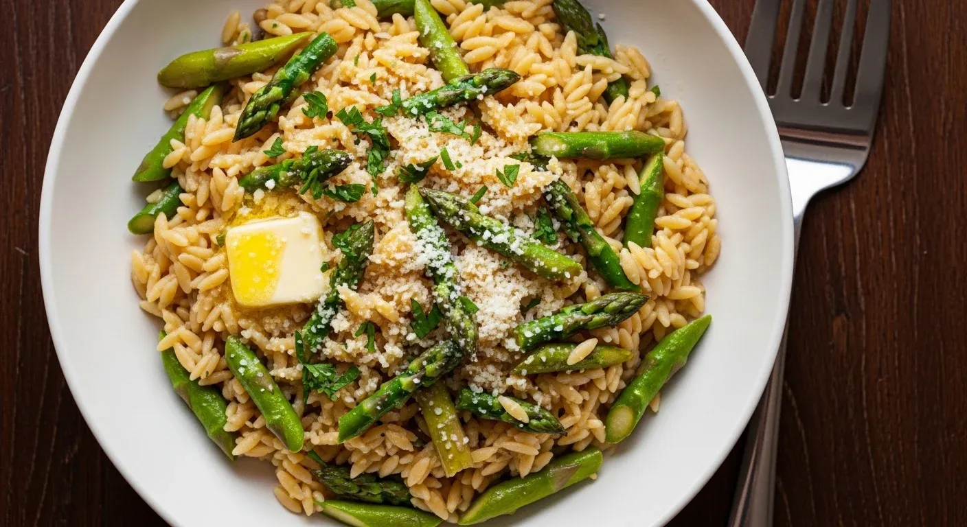Garlic Butter Asparagus Orzo