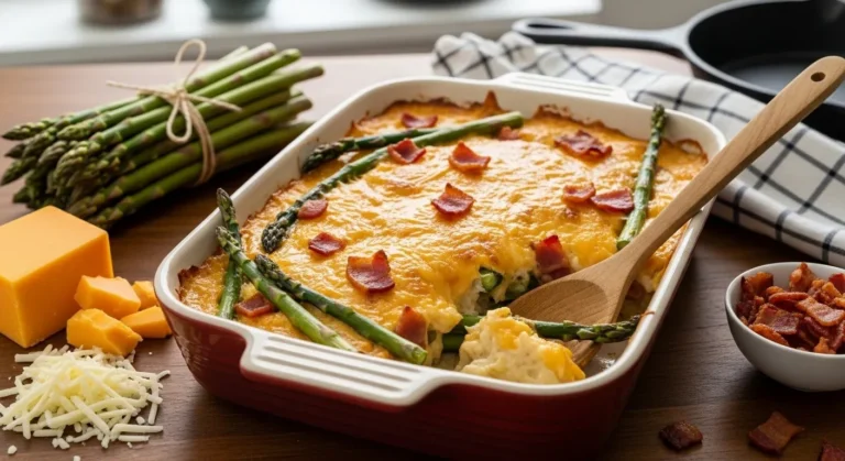Cheesy Asparagus Casserole with Bacon