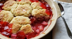 Rhubarb Cobbler with Strawberry Jello