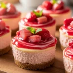 Strawberry Rhubarb Mini Cheesecakes