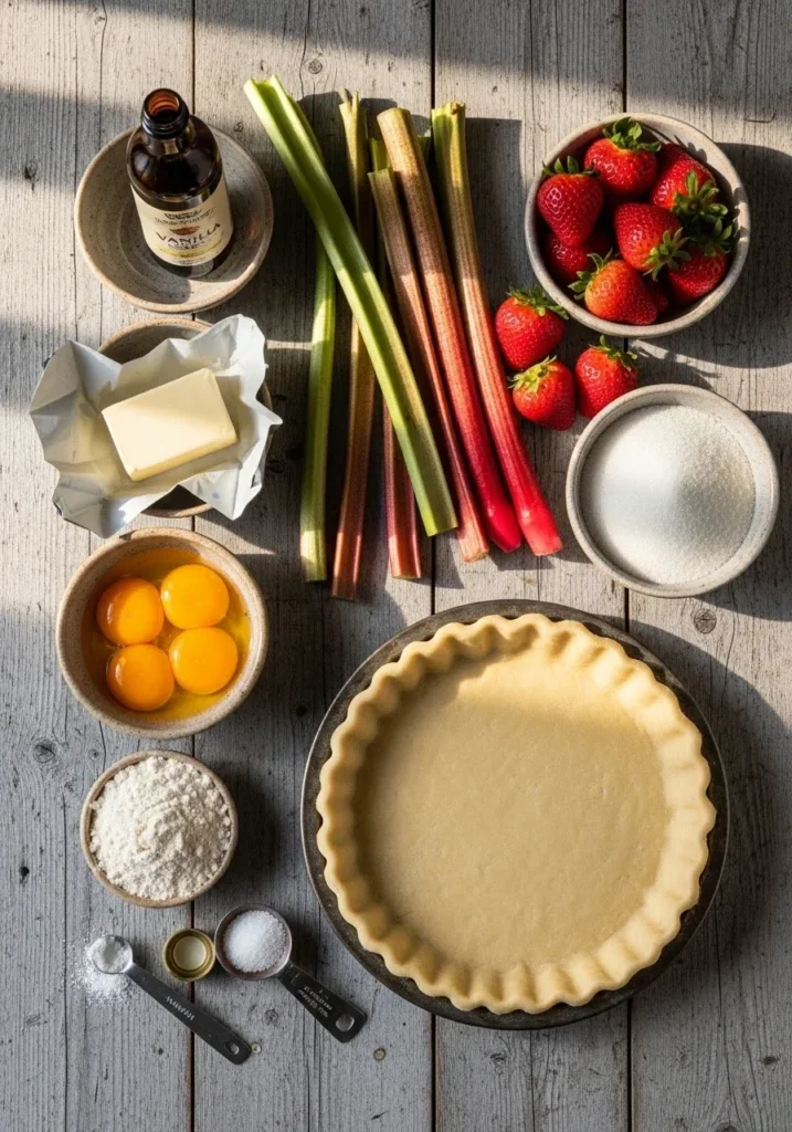 Strawberry Rhubarb Custard Pie