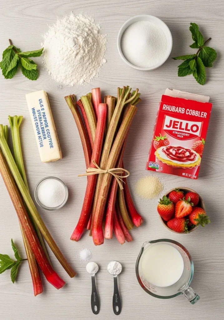 Rhubarb Cobbler with Strawberry Jello