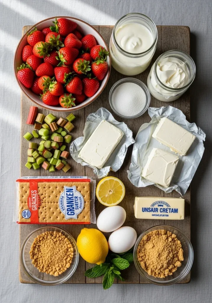 Strawberry Rhubarb Mini Cheesecakes