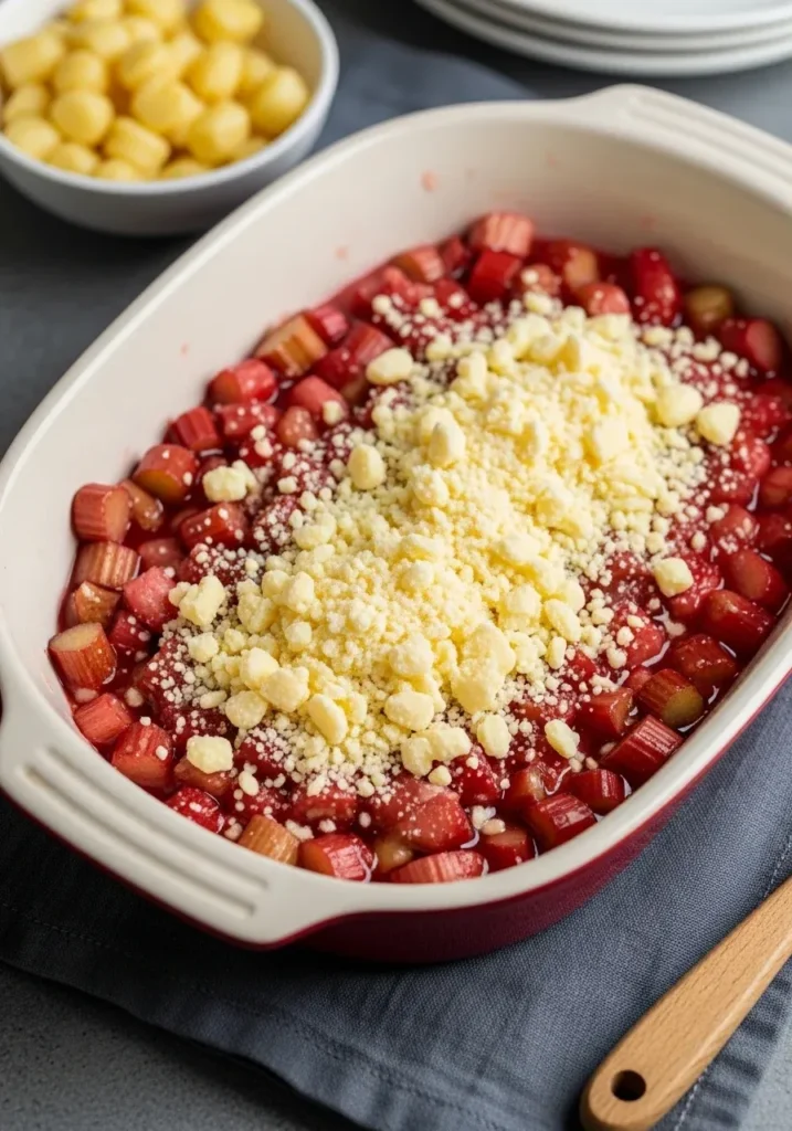 Rhubarb Cobbler with Strawberry Jello