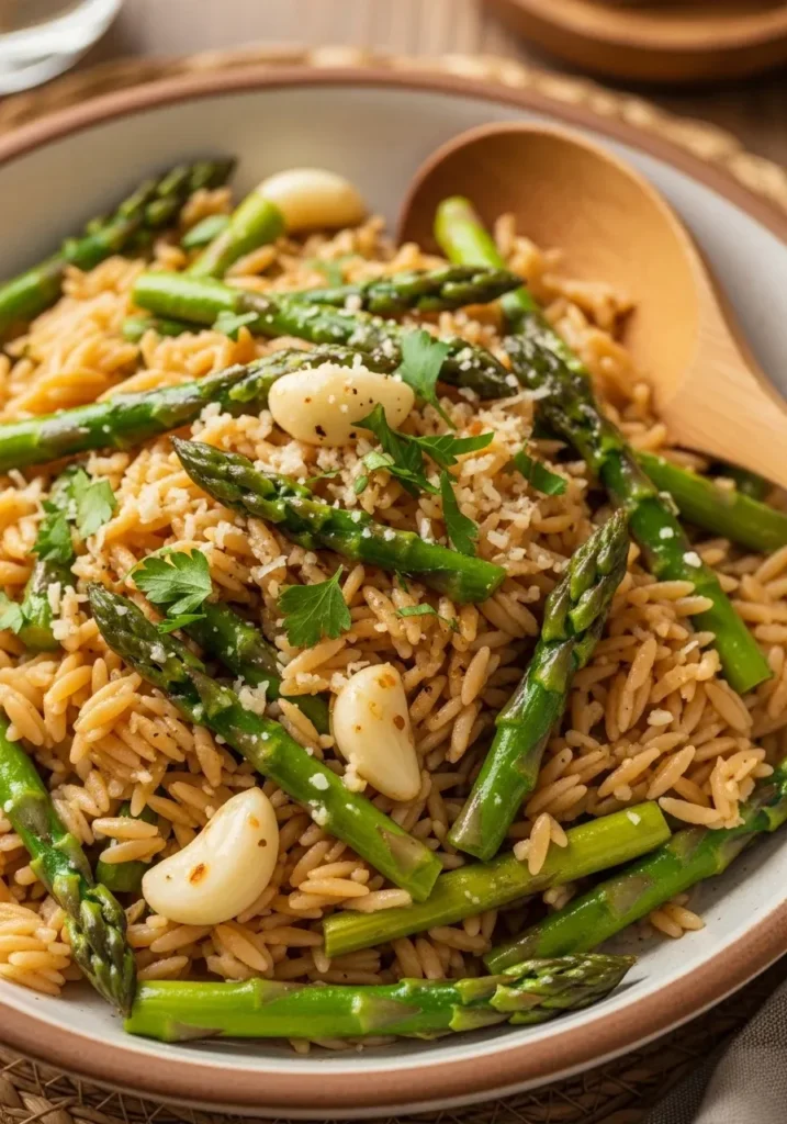 Garlic Butter Asparagus Orzo