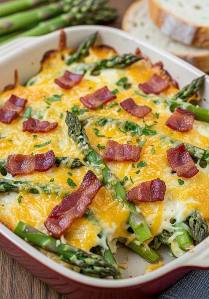 Cheesy Asparagus Casserole with Bacon