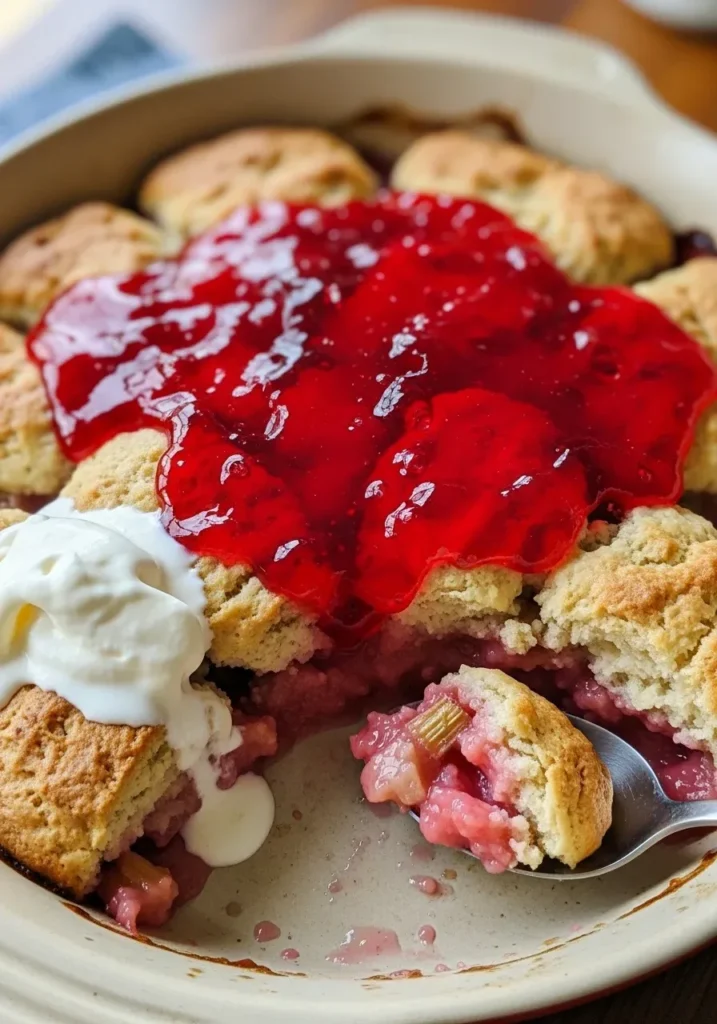 Rhubarb Cobbler with Strawberry Jello