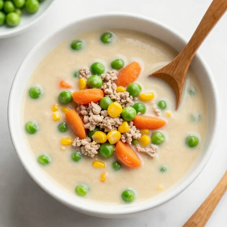 A bowl of hearty Shepherd's Pie Soup topped with fresh herbs.