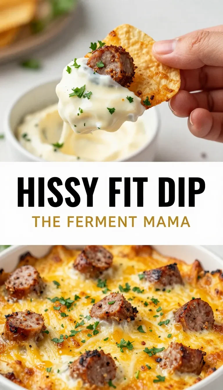 A bowl of creamy Hissy Fit Dip garnished with fresh herbs on a wooden table.