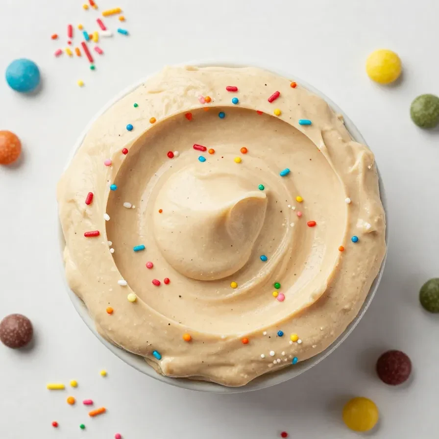 A bowl of high protein Dunkaroo dip served with colorful animal crackers for dipping