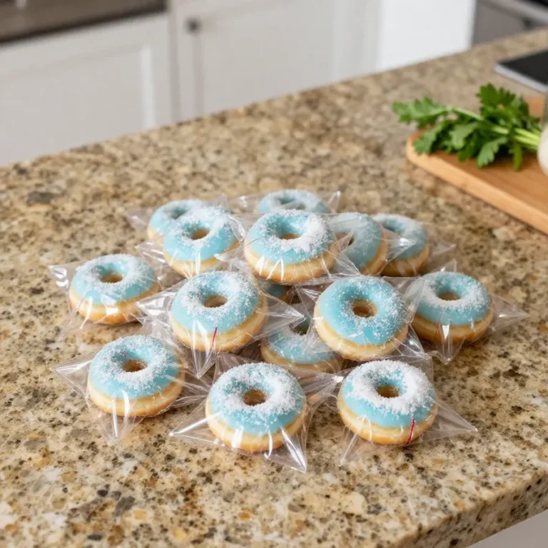 Powdered doughnuts arranged on a plate as a sweet baseball snack for a game day treat