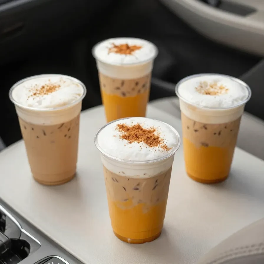 A Starbucks Pumpkin Cream Cold Brew in a clear cup topped with pumpkin cream foam and a dusting of spice.