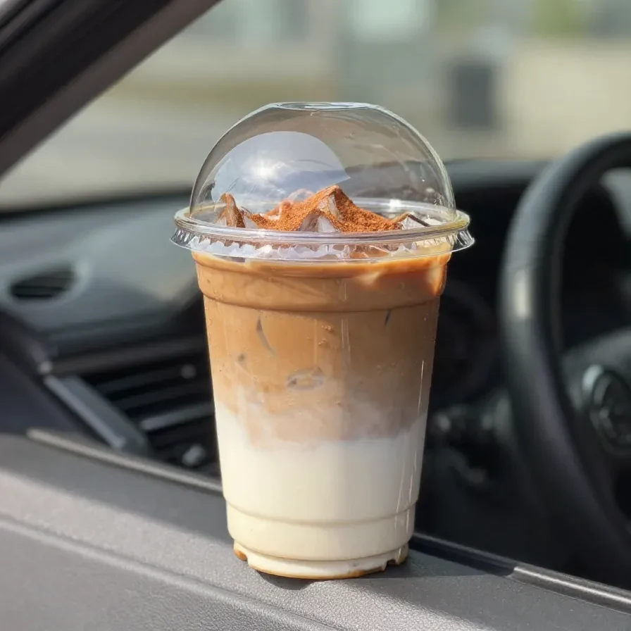 A steaming mug of vegan pumpkin spice coffee topped with dairy-free foam and a sprinkle of cinnamon on a cozy autumn table