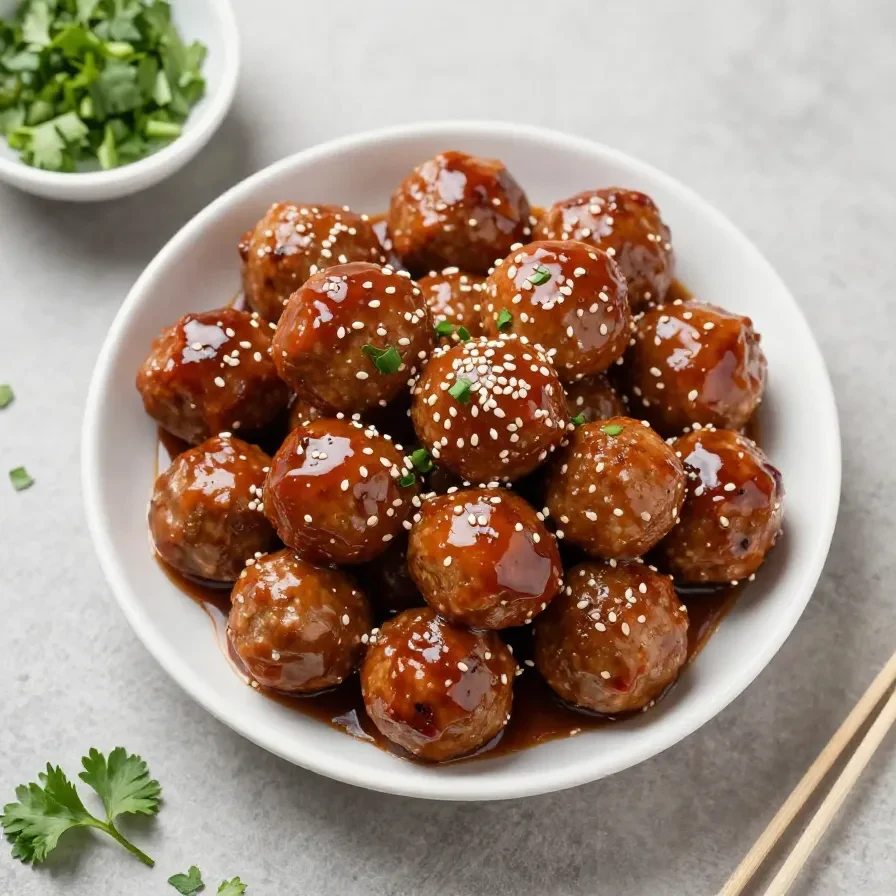 A platter of spicy meatball appetizers served with toothpicks for a tailgate party