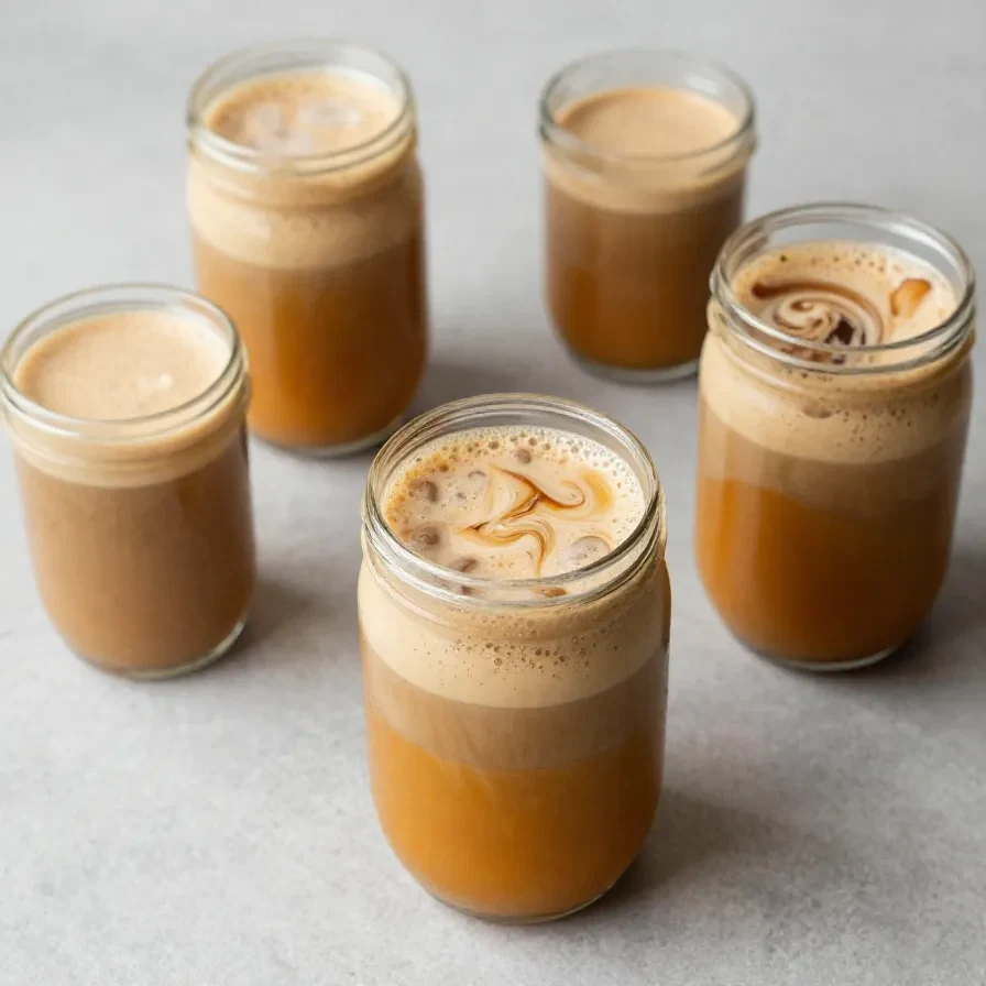 A chilled Starbucks Pumpkin Cream Cold Brew topped with pumpkin cream foam and a dusting of pumpkin spice in a clear cup.