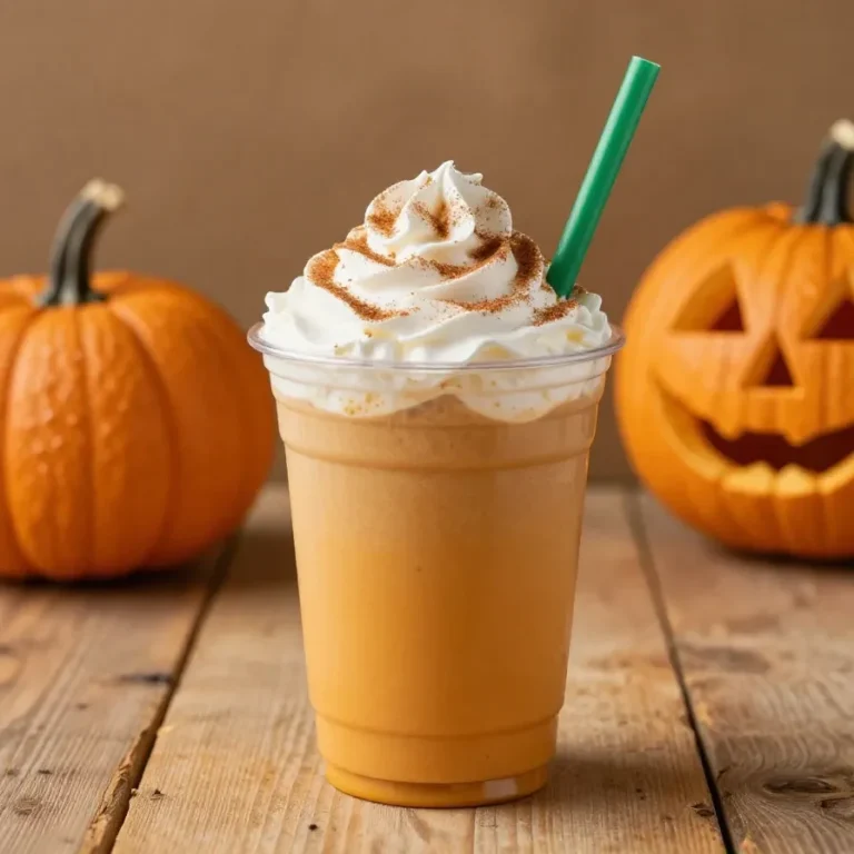 A candy corn latte in a glass mug topped with whipped cream and candy corn pieces