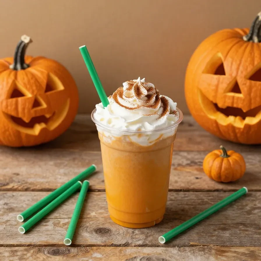 A candy corn latte in a glass mug topped with whipped cream and candy corn pieces