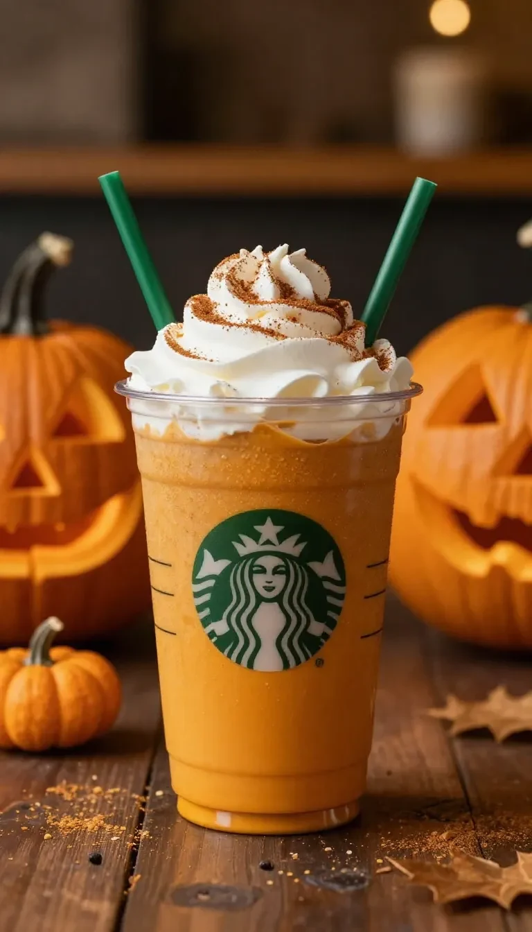 A candy corn latte in a glass mug topped with whipped cream and candy corn pieces