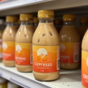 A creamy iced pumpkin spice latte espresso served in a clear glass with ice and a cinnamon garnish