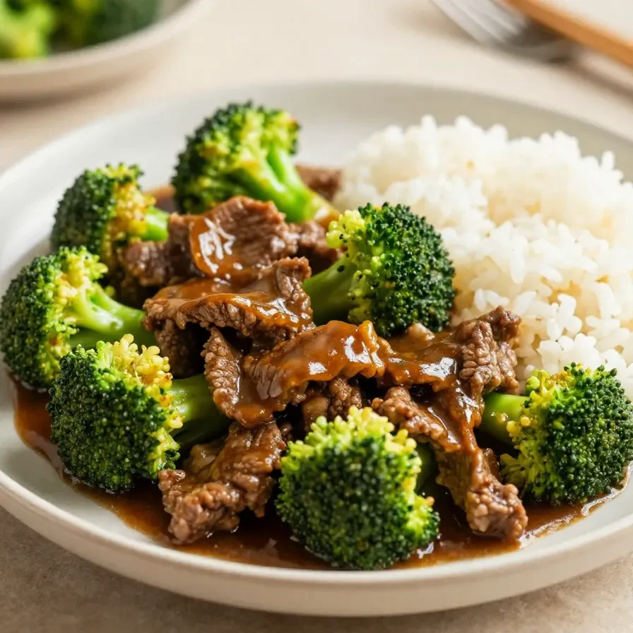 A bowl of paleo keto beef and broccoli stir fry with tender beef slices, bright green broccoli, and a savory sauce.
